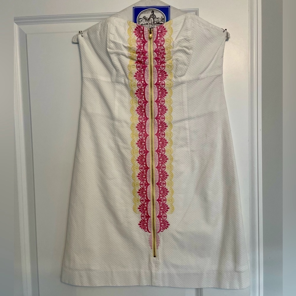 Lilly Pulitzer White Strapless Dress with Gold Zipper